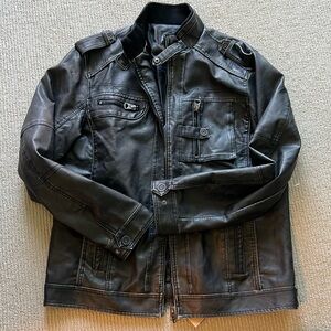 NWT men’s Faux bomber leather jacket